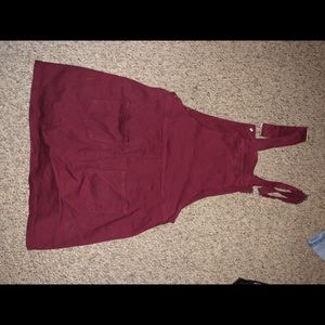 Maroon denim overalls